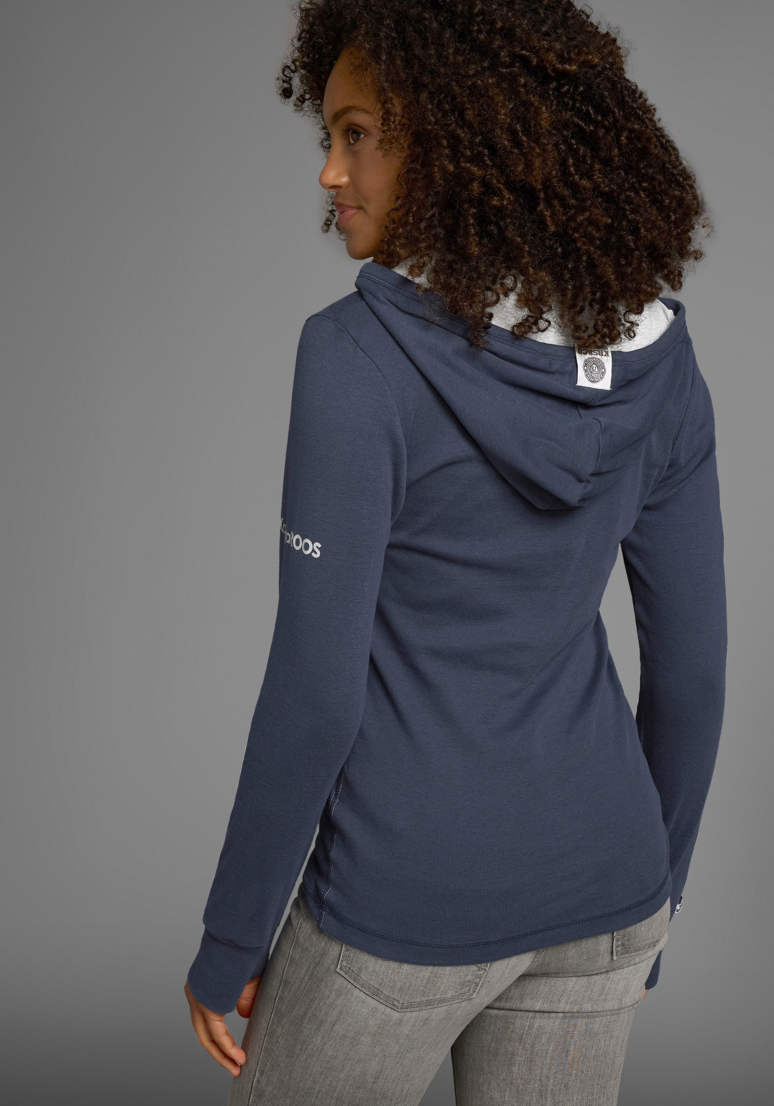 KangaROOS Kapuzenshirt Langarm mit Daumenlöchern, figurbetonter Schnitt, au günstig online kaufen