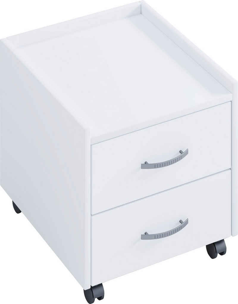 Lüttenhütt Container Praktischer und universell einsetzbarer Rollcontainer mit Schubladen, Griffelschale in der Ausf. Dekor Weiß