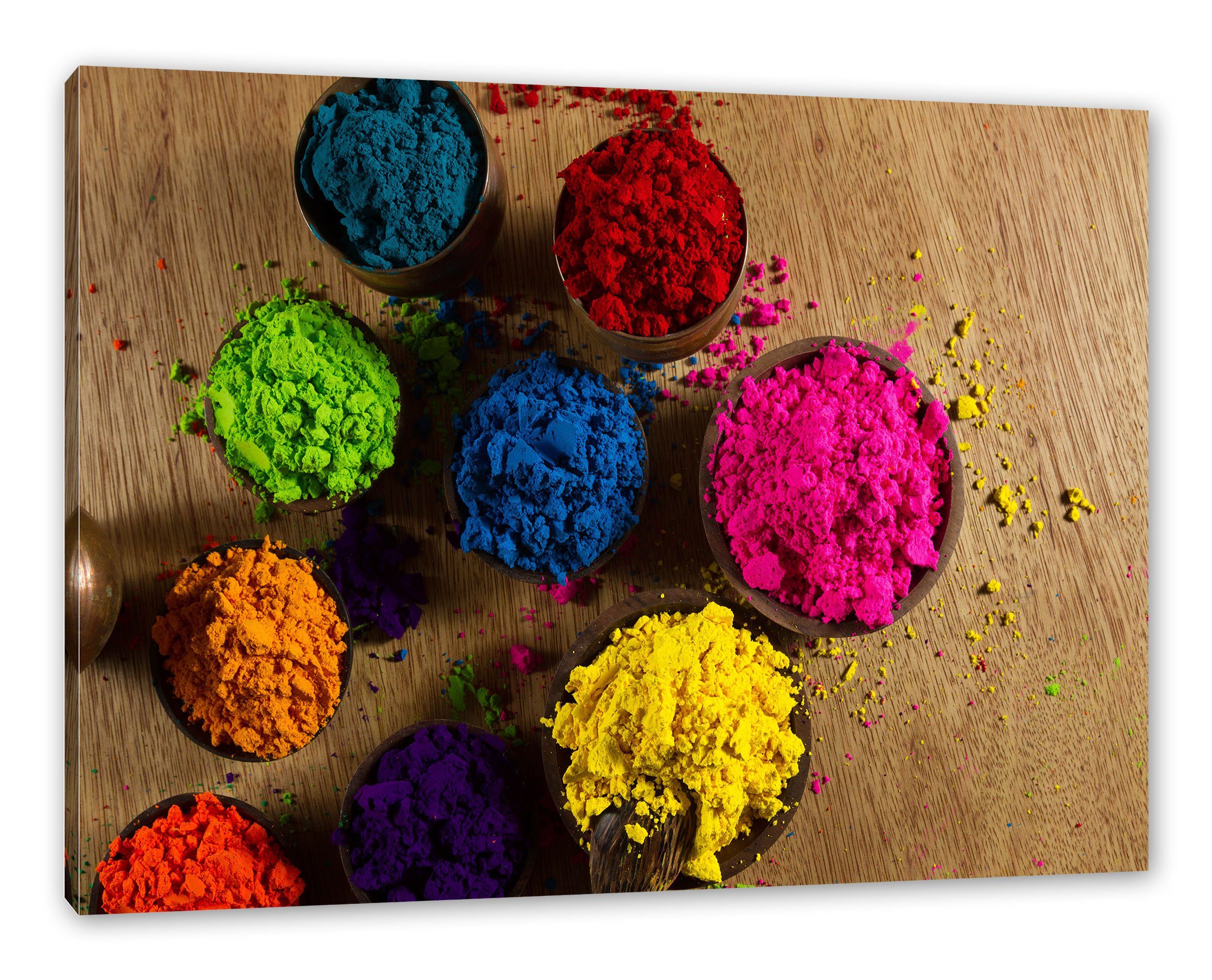 Pixxprint Leinwandbild Indisches Farbpulver, Indisches Farbpulver (1 St), Leinwandbild fertig bespannt, inkl. Zackenaufhänger