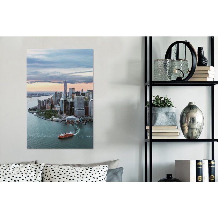 OneMillionCanvasses® Leinwandbild New York - Wasser - Boot (1 St) Leinwand Bilder für Wohnzimmer Schlafzimmer SY12527