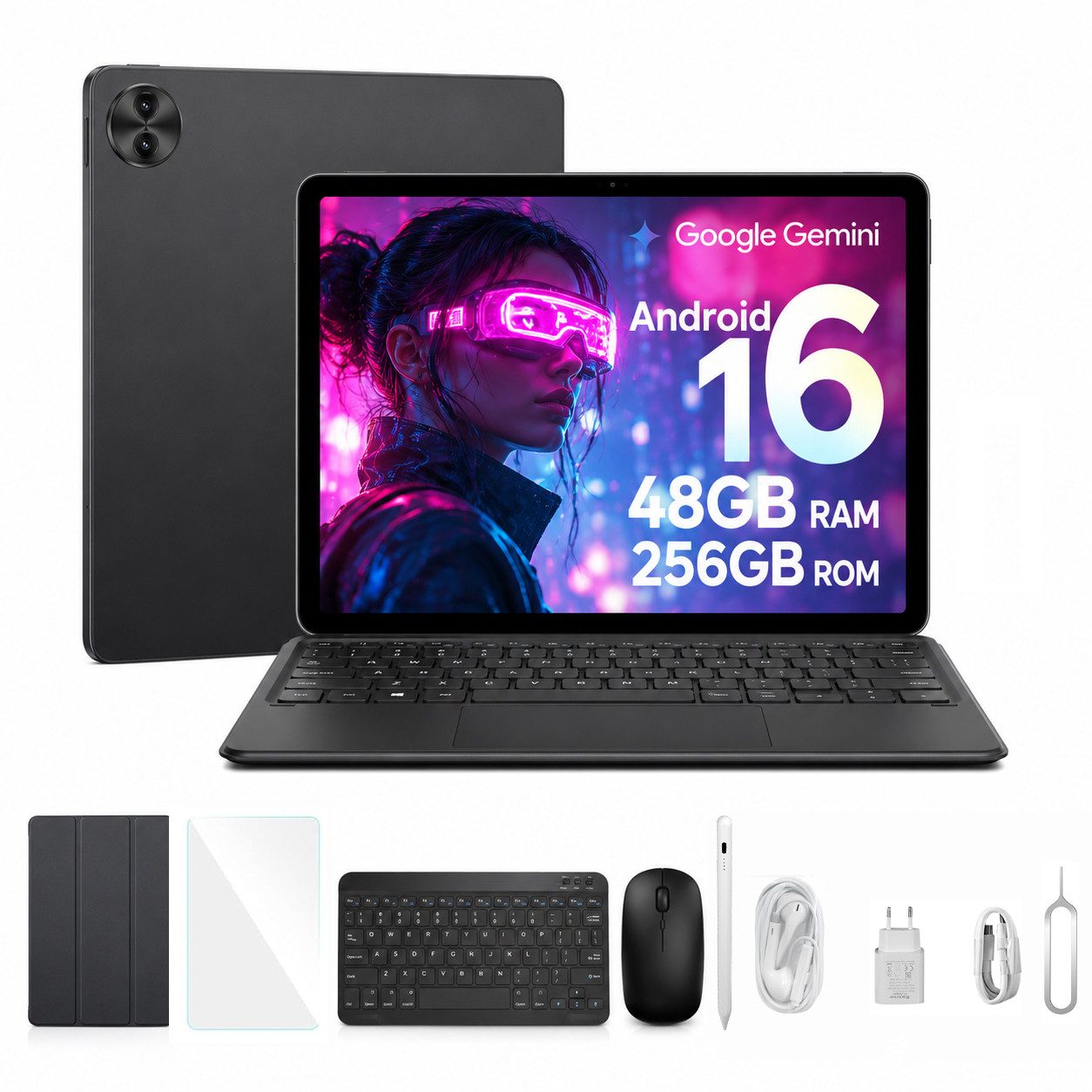 blackview MEGA 5 12,2" 2.4K Android 16 Tablet 256GB mit Tastatur & Stift Tablet (256 GB, 4G(LTE), 120Hz, DokeOS_P 5.0 A16, WiFi 6, 10000mAh, 2,4K, Octa-Core, PC 3,0)