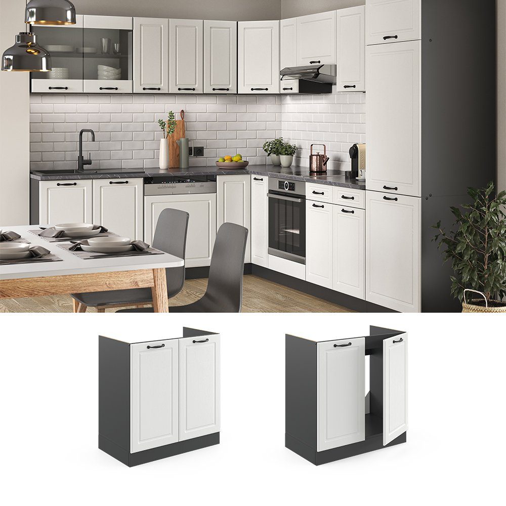 Vicco Unterschrank R-Line, Weiß Landhaus/Anthrazit, 80 cm ohne Arbeitsplatte (1-St)
