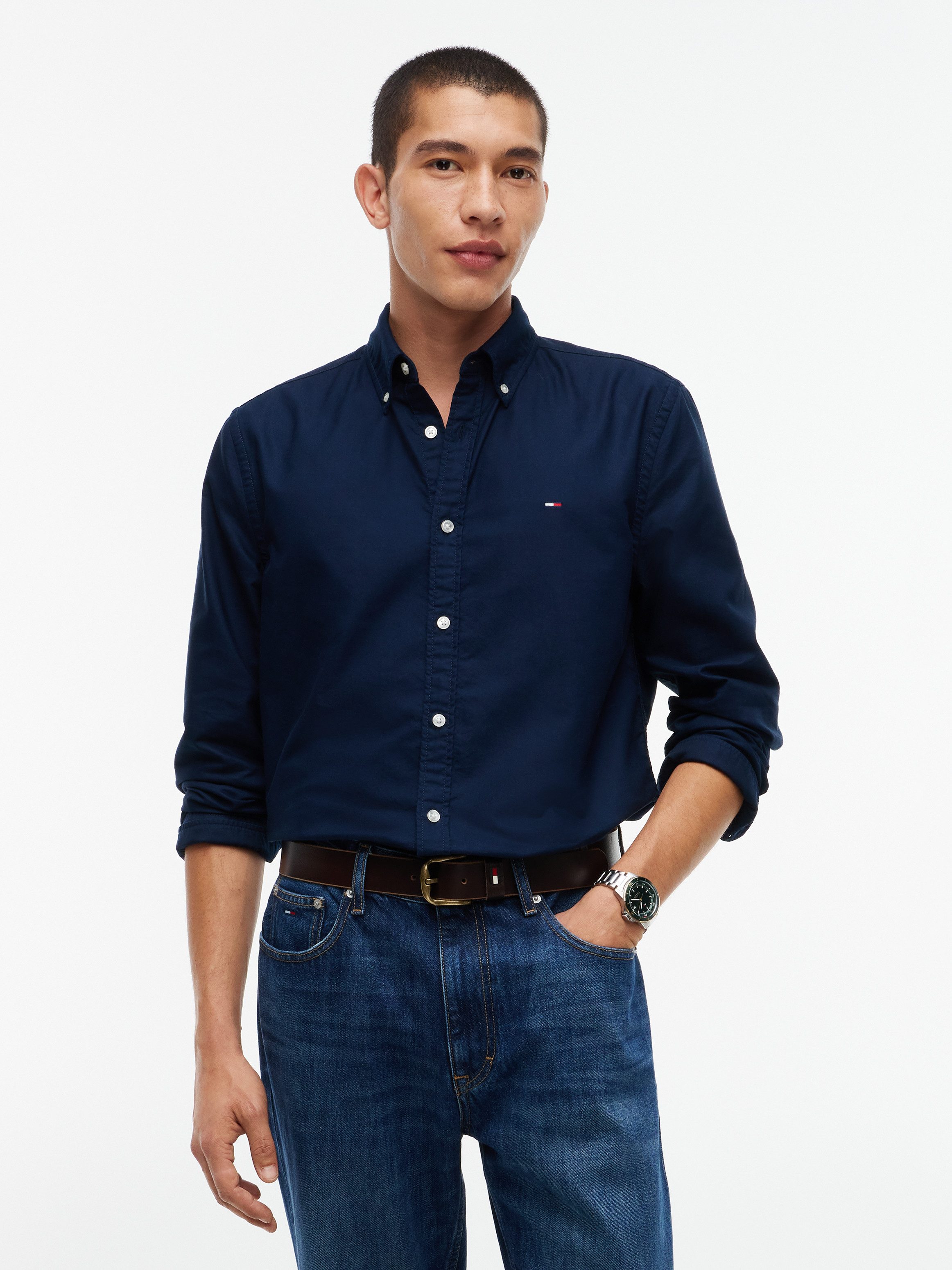Tommy Jeans Langarmhemd REGULAR OXFORD SHIRT Regular fit mit Button-Down-Kragen