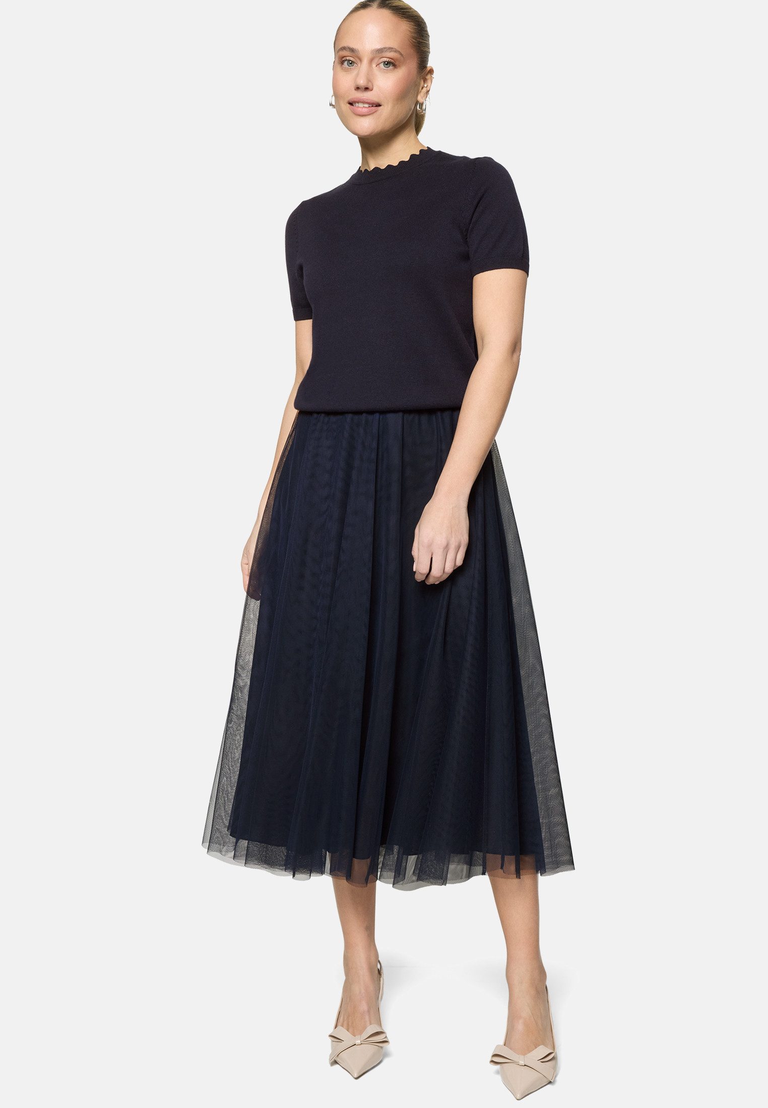 Zero Kurzarmshirt Damen mit Wellensaum (1-tlg) Material