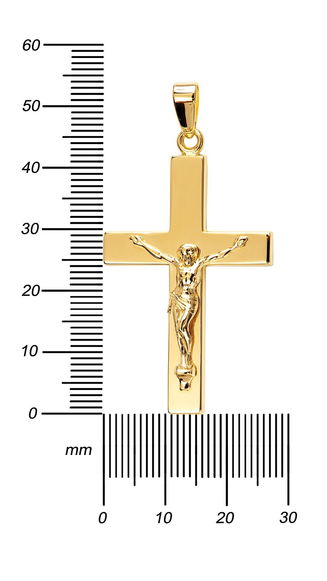 JEVELION Kreuzkette ohne Made 70 Kette Länge oder Damen Mit Herren), Kette. 333 und cm in 36 wählbar Kruzifix Germany Gold vergoldet- - - für (Goldkreuz