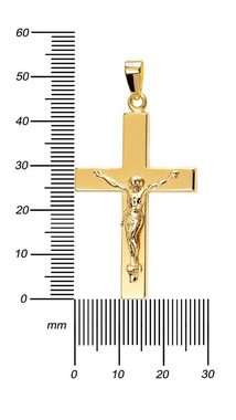 JEVELION Kreuzkette Kruzifix Anhänger 585 Gold - Made in Germany (Goldkreuz, für Damen und Herren), Mit Kette vergoldet- Länge wählbar 36 - 70 cm oder ohne Kette.