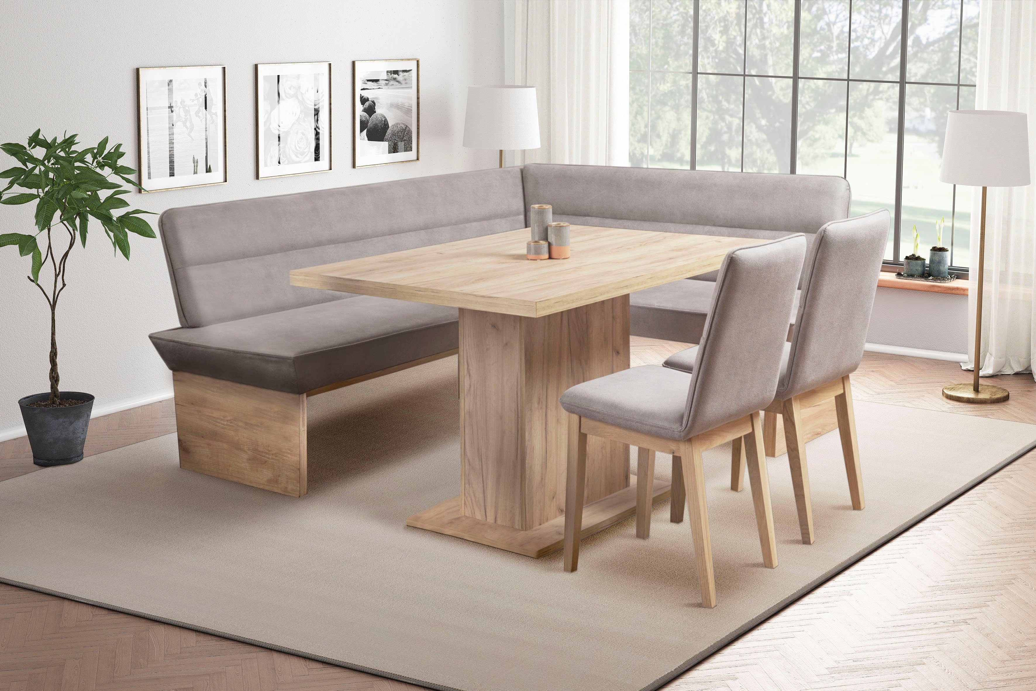 OTTO home Esszimmerstuhl Beluna + Cross Essecke Sitzgruppe Eckbank Küchenbank (Set, 2 St), Gestell und Beine aus massiver Eiche modernes Landhaus – Bild 5 von 5