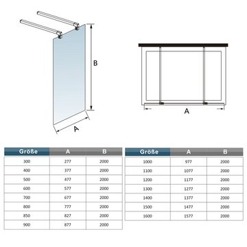 duschspa Duschwand 10mm Nano Glas 200cm Duschwand Walk in Dusche Duschtrennwand Glaswand, Einscheibensicherheitsglas, Sicherheitsglas, (Set), Glas, Nano Glas