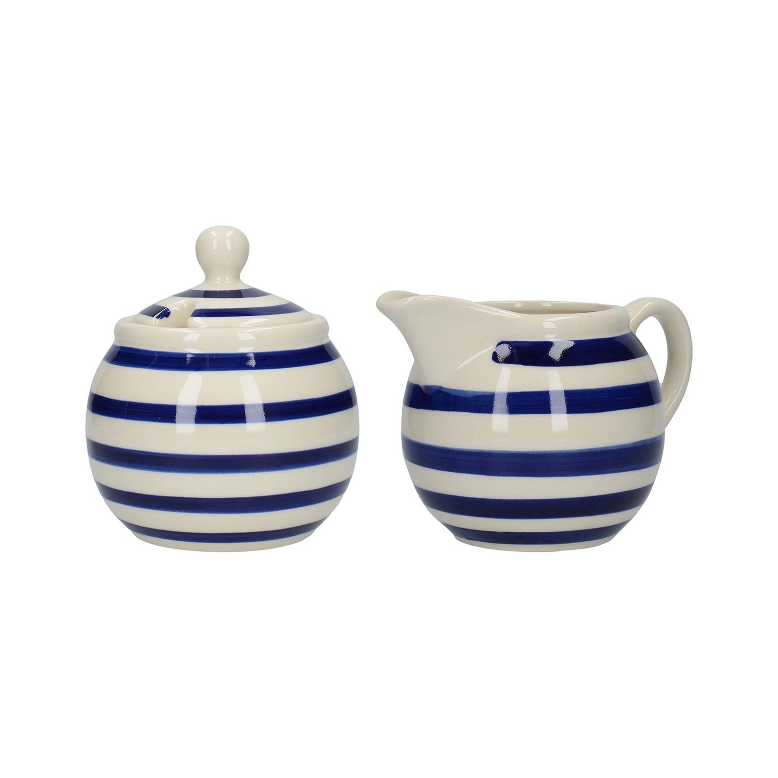 Neuetischkultur Zuckerdose Set Zuckerdose/Sahnekännchen, Streifen Keramik, (2-tlg) Blau-Weiß Keramik