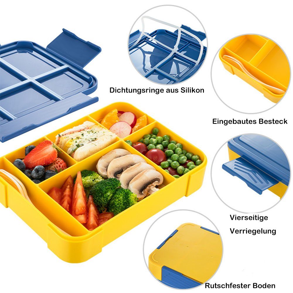 für Fach Blau Kindersnacks Auslaufsichere Lunchbox mit Brotdose NUODWELL