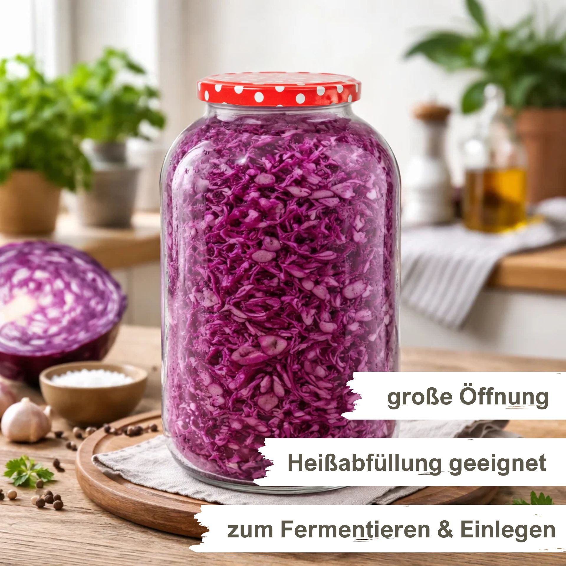 mikken Einmachglas XL Vorratsgläser 4250 ml - 2 große Einmachgläser, (Spar-Set, 2er Set Einmachgläser), mit Twist-Off Deckel TO100 und 2 Etiketten zum Beschrift – Bild 2 von 4