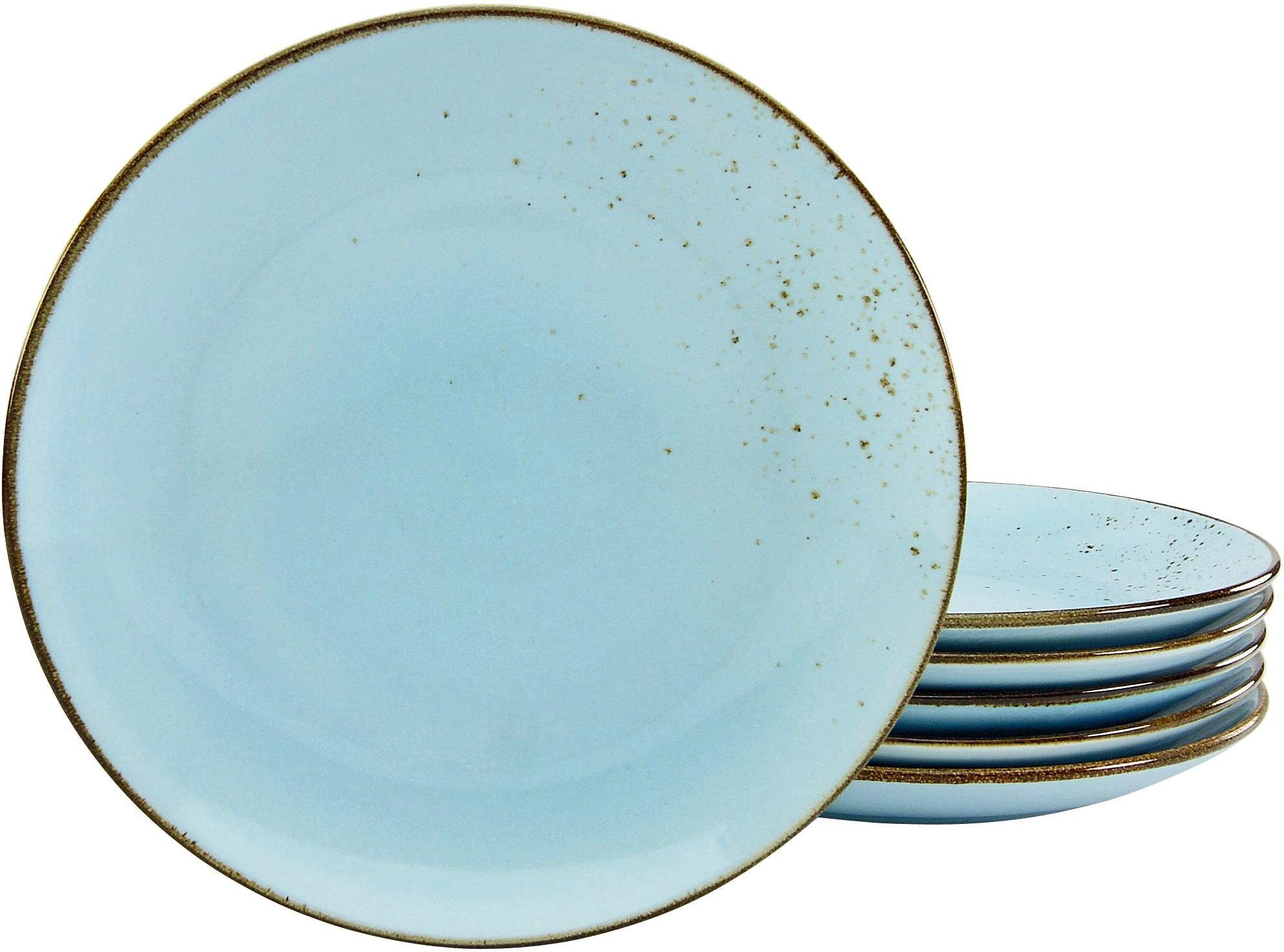 CreaTable Speiseteller Essteller NATURE COLLECTION, (6 St), Teller Set für 6 Personen, Ø 27 cm, Steinzeug, flache Teller