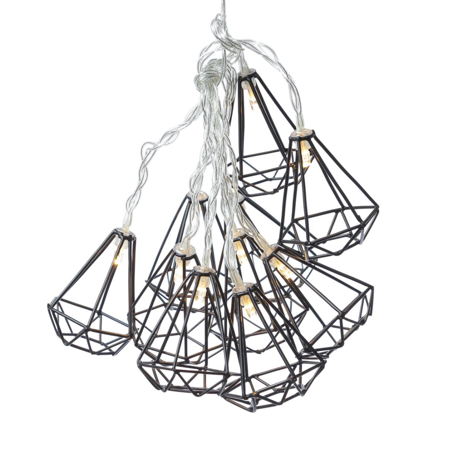 MARELIDA LED-Lichterkette LED Lichterkette DIAMANT 10 kleine beleuchtete Rubine Timer 1,6m, 10-flammig