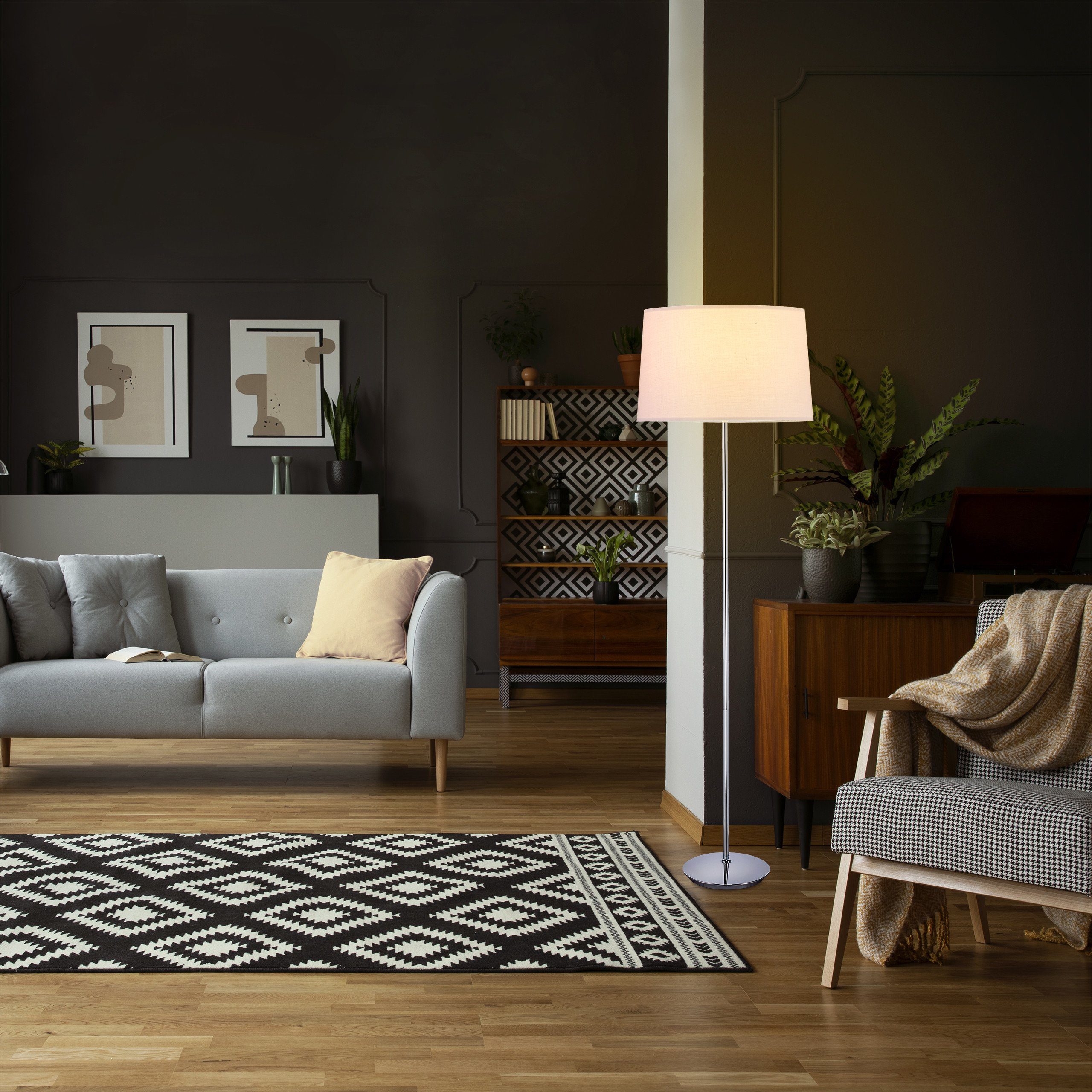 relaxdays Stehlampe mit Stoffschirm, Lila günstig online kaufen