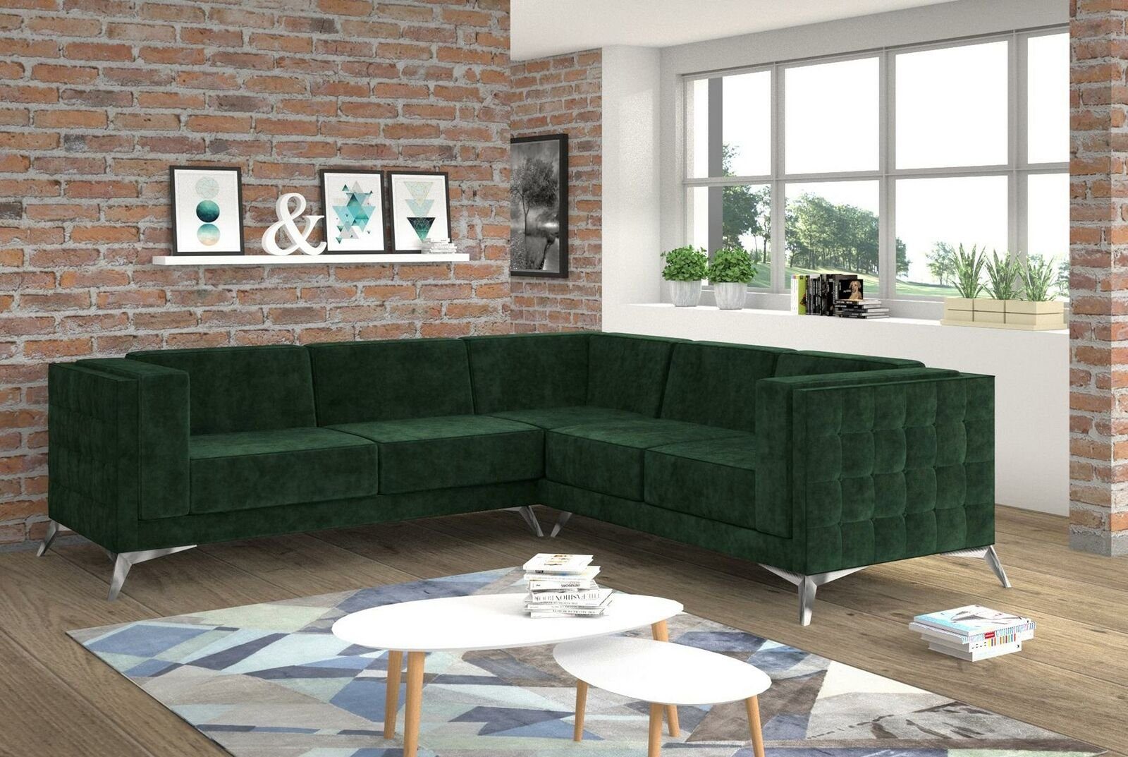 JVmoebel Ecksofa, Sofa L-Form Chesterfield Couch Wohnlandschaft Garnitur