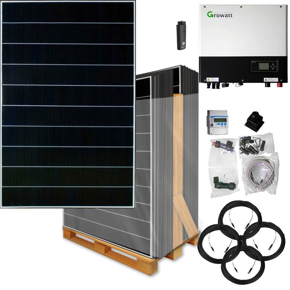 Lieckipedia 8000 Watt Hybrid Solaranlage, Basisset dreiphasig inkl. Growatt Wechse Solar Panel, Schindeltechnik