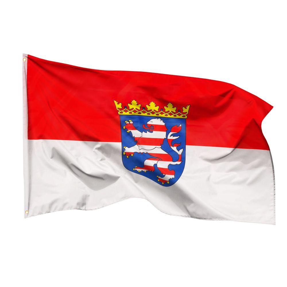 PHENO FLAGS Flagge Hessen Flagge 90 x 150 cm Hessische Fahne Wappen (Hissflagge für Fahnenmast), Inkl. 2 Messing Ösen