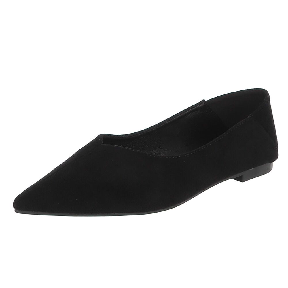 Ital-Design Damen Slipper spitz elegant ohne Verschluss Pumps (92078695) Blockabsatz Klassische Ballerinas in Schwarz