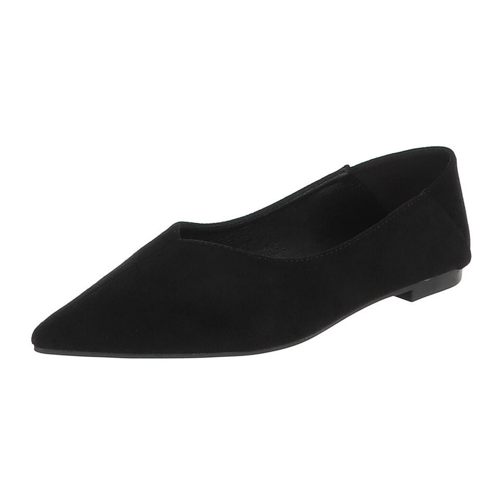 Ital-Design Damen Slipper spitz elegant ohne Verschluss Pumps (92078692) Blockabsatz Klassische Ballerinas in Schwarz