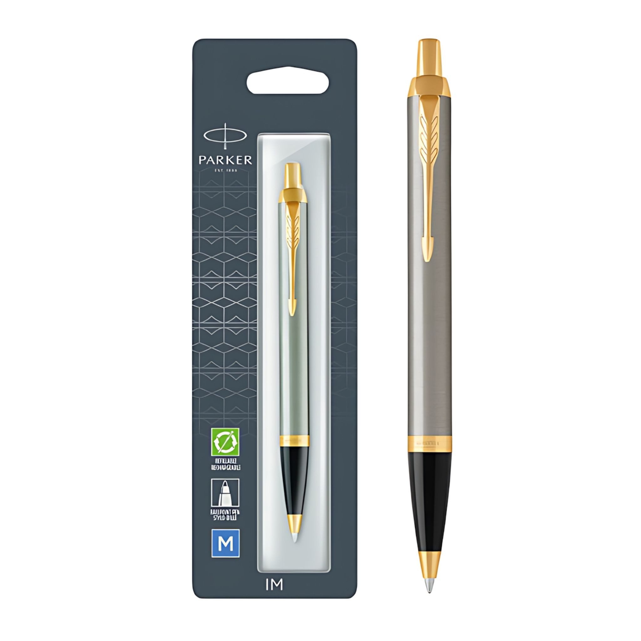 Parker Tintenroller PARKER IM Brushed Metal G.C. - 1er Blister M Blau