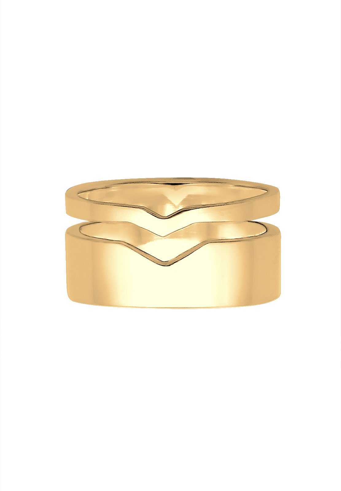 Elli Fingerring Bandring Geo Cut-Out Gold Figa Basic Silber Trend 925