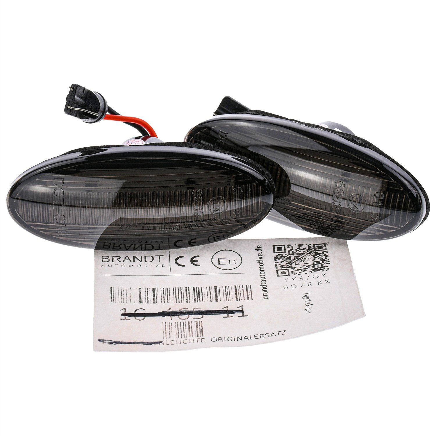 BRANDT AUTOMOTIVE KFZ-Ersatzleuchte Auto Seitenblinker Set LED Kotflügel Blinker + Kabel Schwarz, für Nissan Cube III Z12 (09-14); Juke I F15 (Bis FCL) (10-14); Lea...