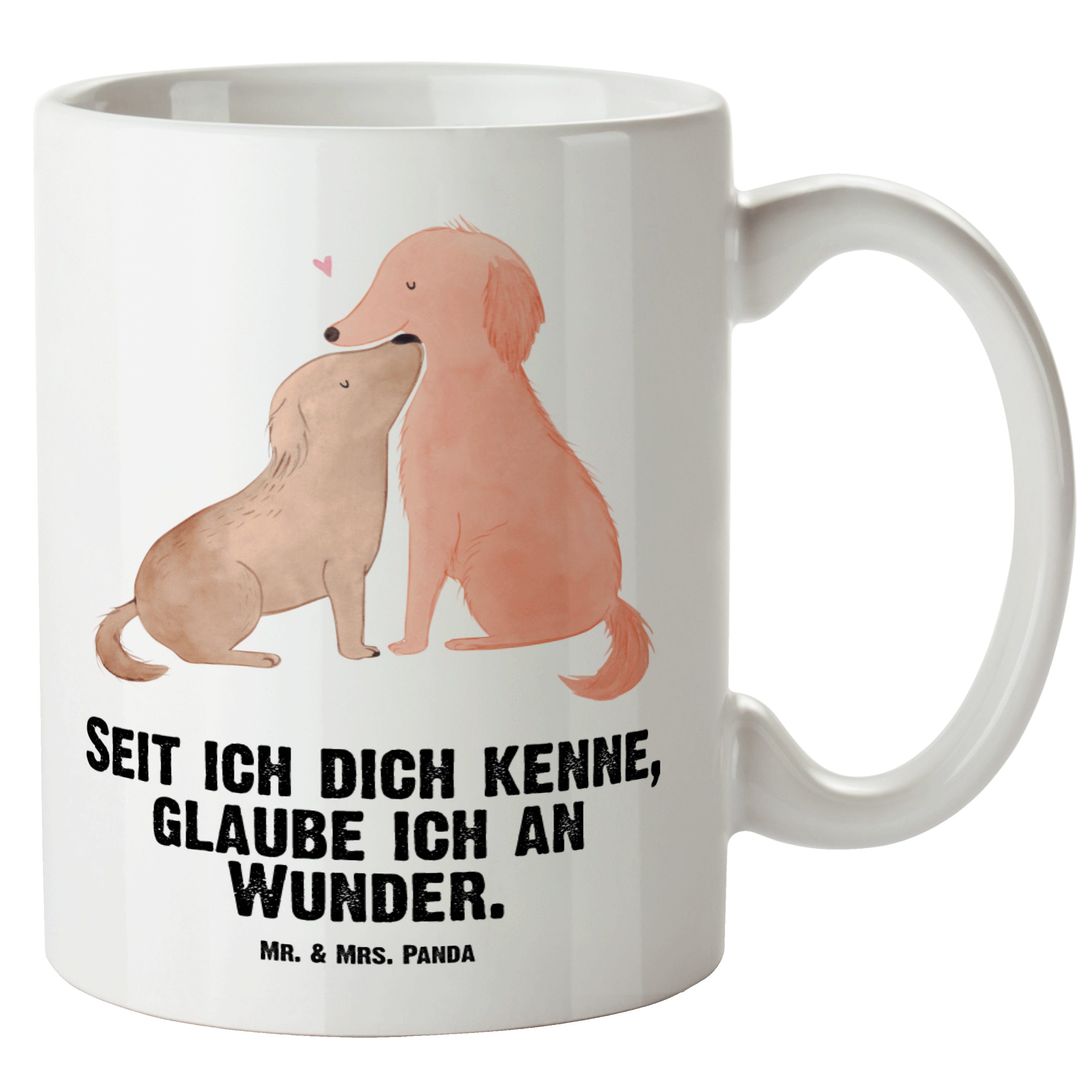 Mr. & Mrs. Panda Tasse Hunde Liebe - Weiß - Geschenk, Hundebesitzer, Vertrauen, Hund. Hunde, XL Tasse Keramik