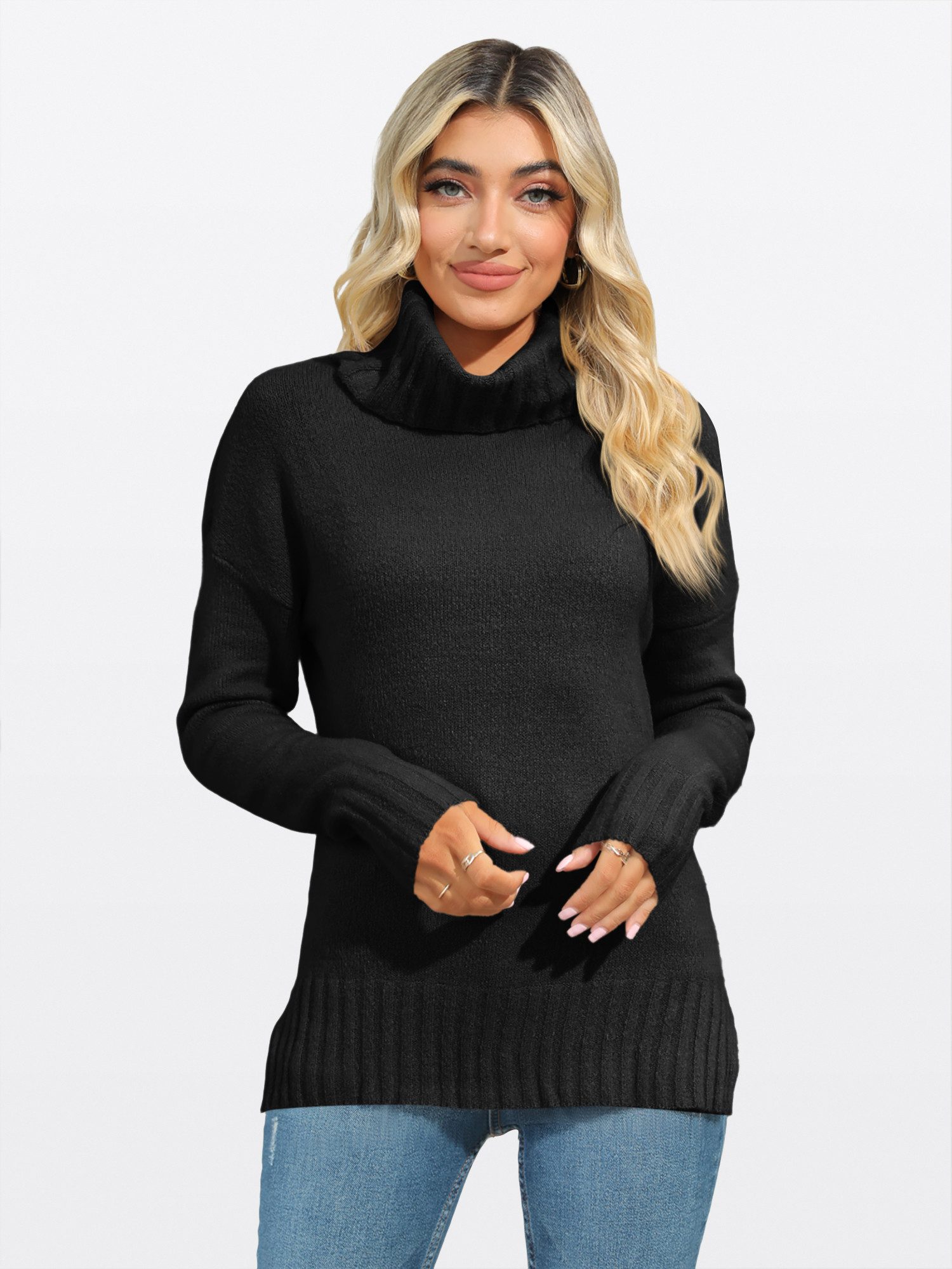 Imily Bela Sweater Damen Oversized Rollkragenpullover (Packung, 1-tlg., 1pe günstig online kaufen