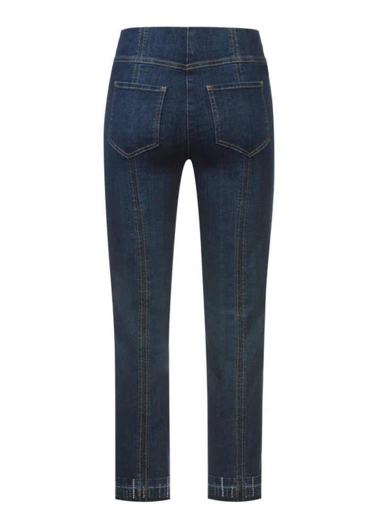 Hose Sportive blue in Mittlere Stehmann Straight Fit, Leibhöhe, Stretch-Denim, Stretch-Hose Igor3-682W stone 6/8-Länge