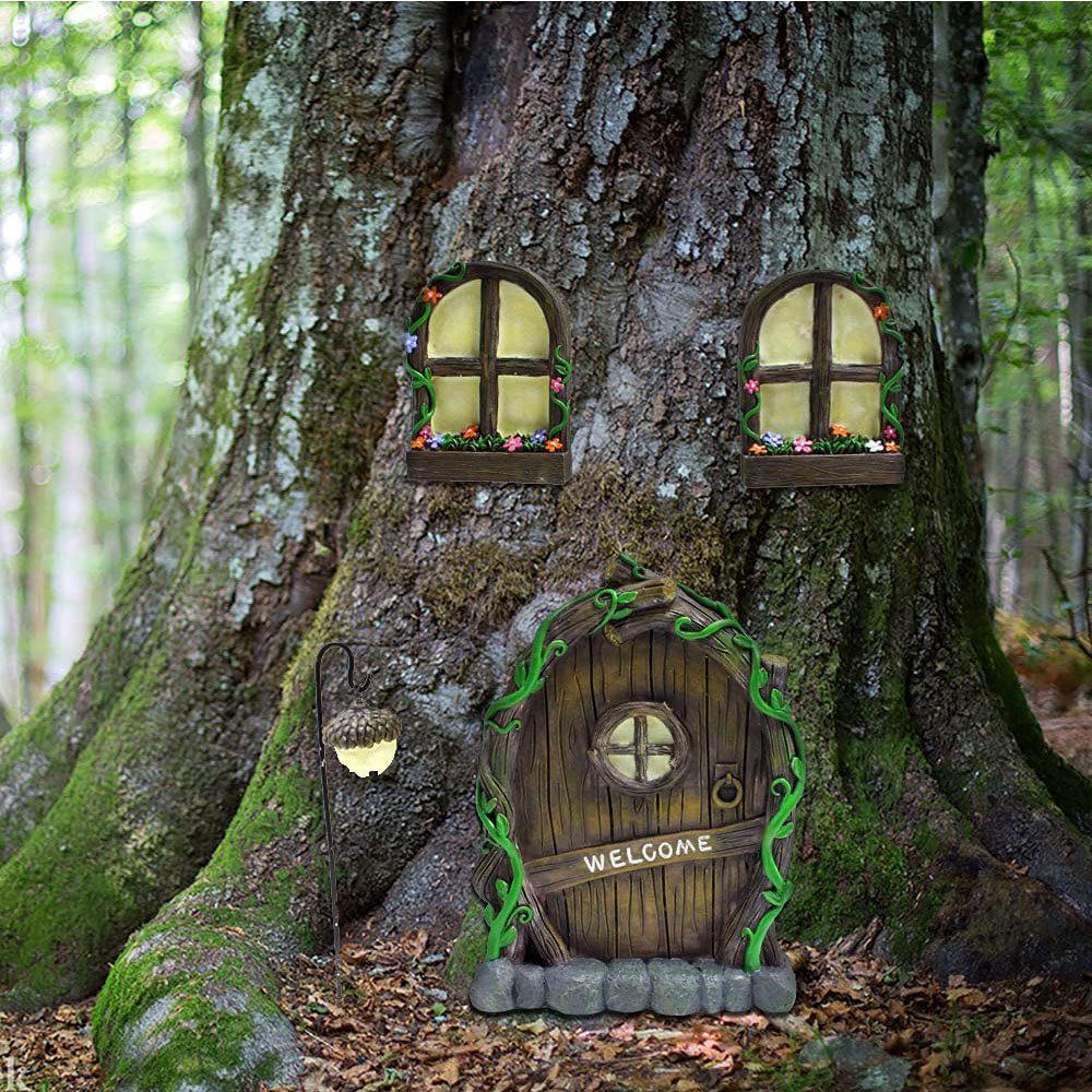 NUODWELL Hängedekoration Miniatur Leuchtende Home aus Harz und Garten Türen Fenster Farbe-2 Tür