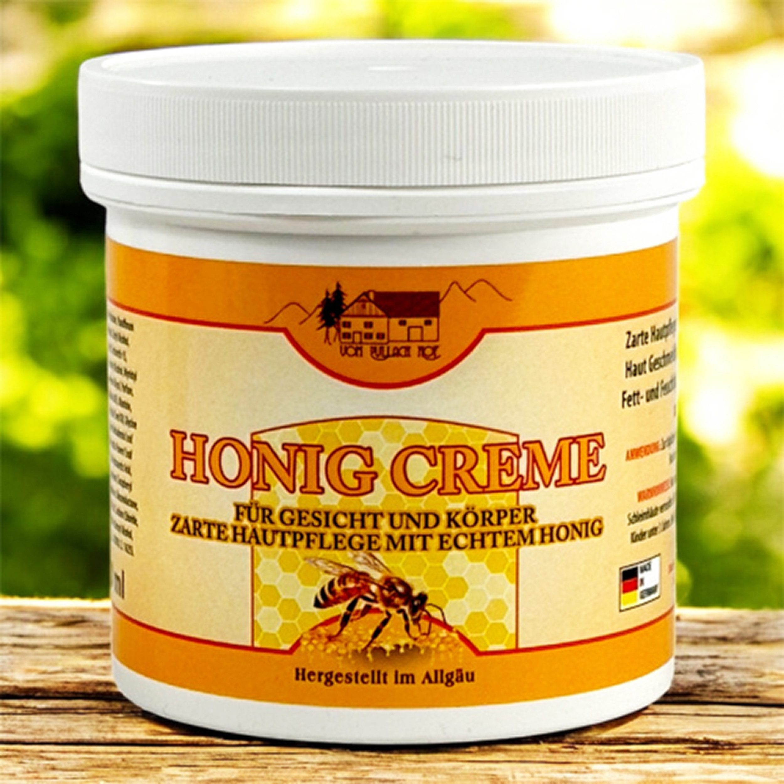 vom Pullach Hof Feuchtigkeitscreme HONIG CREME 250ml Allgäu für Gesicht und Körper Feuchtigkeitscreme 39, zarte Hautpflege Hautcreme Haut Pflege