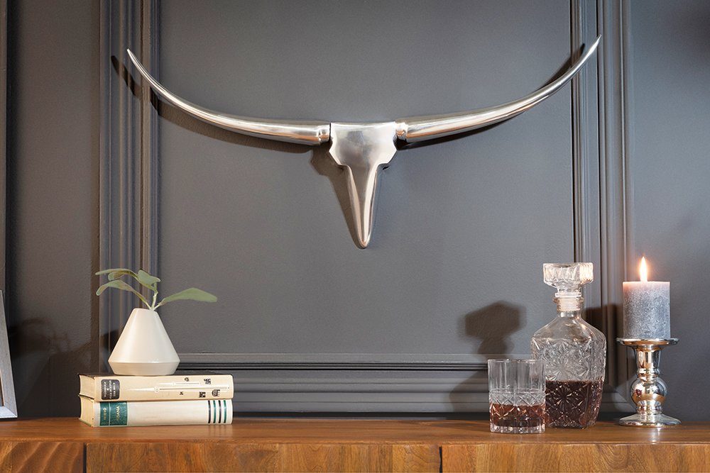 riess-ambiente Wanddekoobjekt BULL 75cm silber, Metall günstig online kaufen