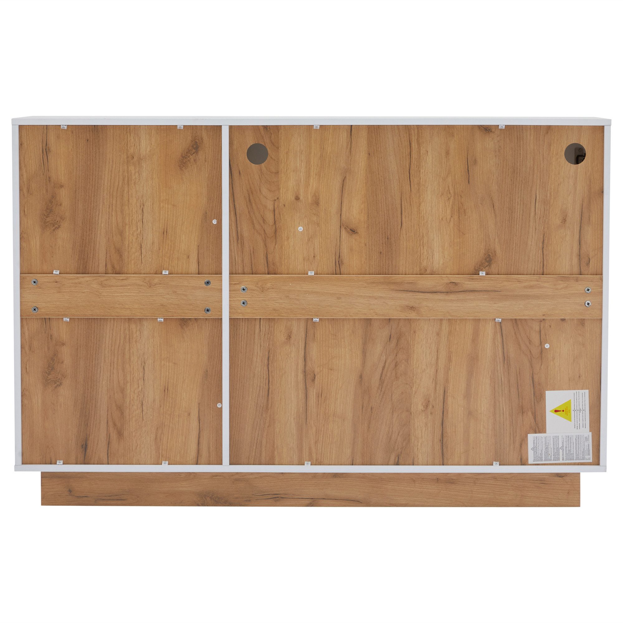 Sideboard mit LED&Glastür,Aufwahrungsschrank Flurschrank grifflos mit Hochglanz
