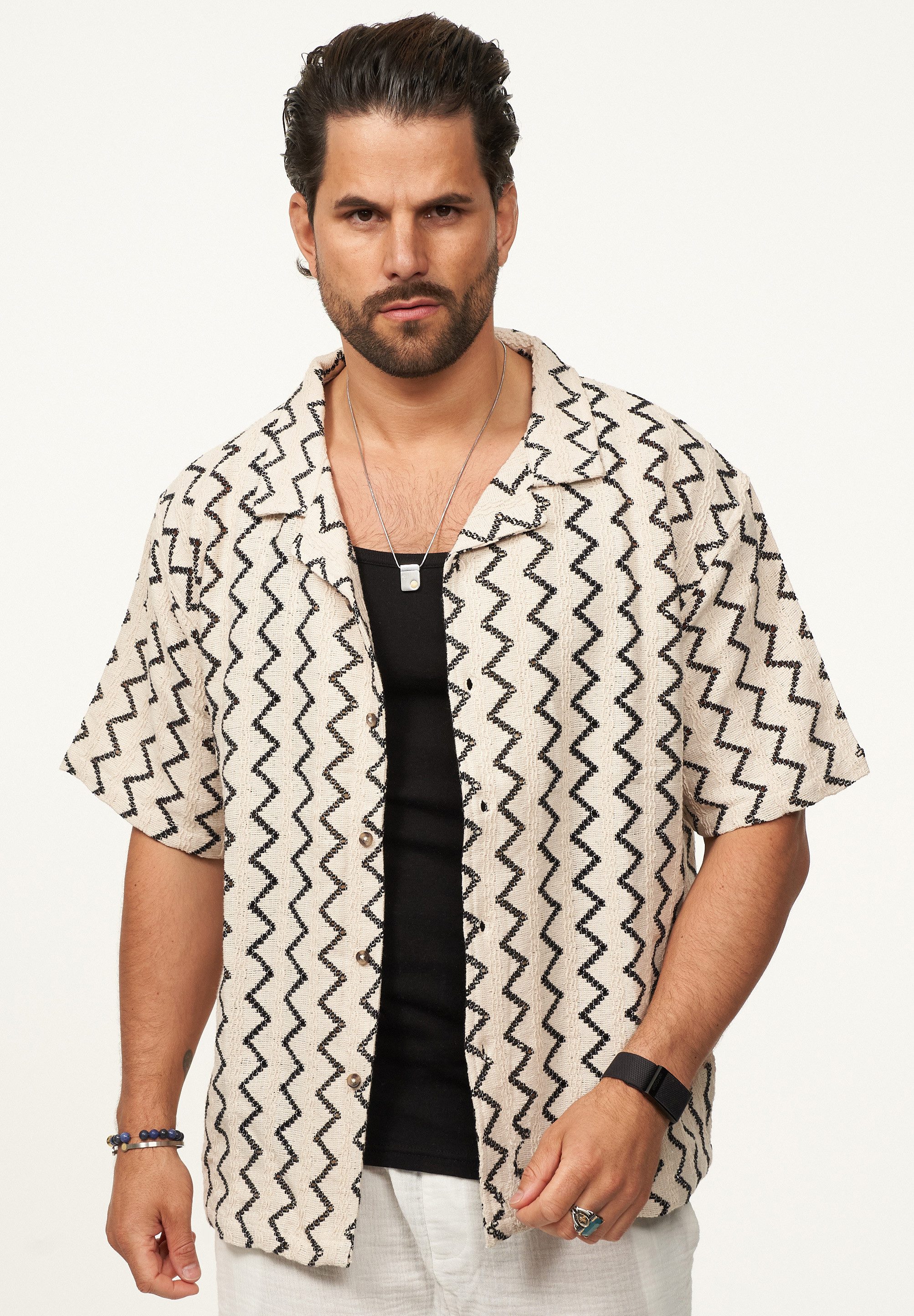 SOULSTAR Kurzarmhemd im Vintage Summer-Look Herren Kurzarm Strick Polo-Hemd T-Shirt