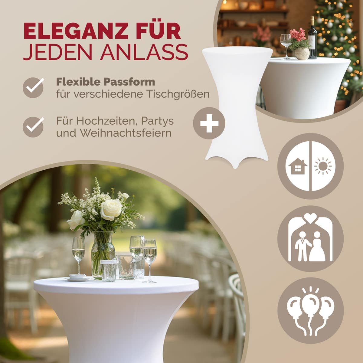 Detex Stehtischhusse, 80cm Weiß 2er Set günstig online kaufen