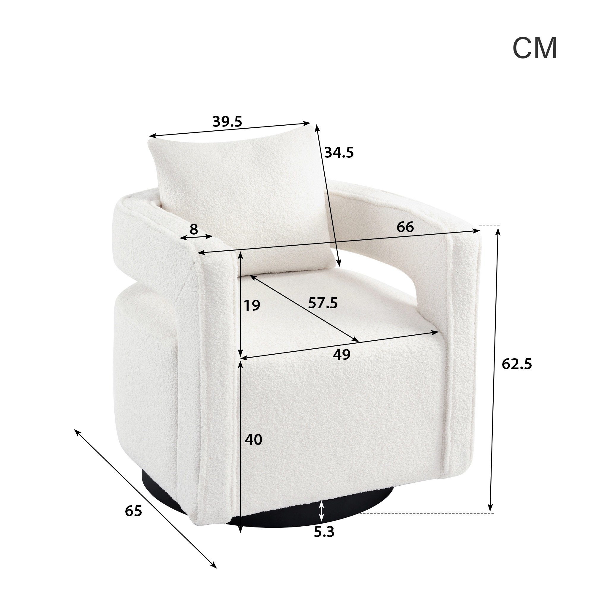 Balkondrehsessel weiß drehbarem Teddysamtsessel, OKWISH Fernsehsessel Einzelsofasessel), Sessel, 360° Loungesessel, (mit Relaxsessel Kissen Loungesessel und Polsterstuhl Drehsessel drehbarer Freizeitsessel,