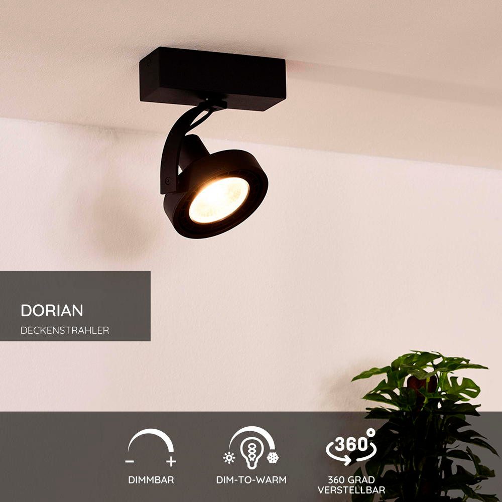 Lucide Deckenstrahler LED Deckenstrahler Dorian in Schwarz GU10 12W, LED