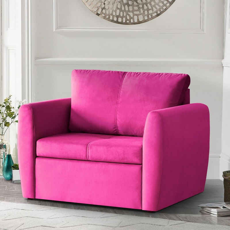 Beautysofa Relaxsessel Kamel (im modernes Design), Sessel mit Bettkasten und Schlaffunktion, Polstersessel aus Velours