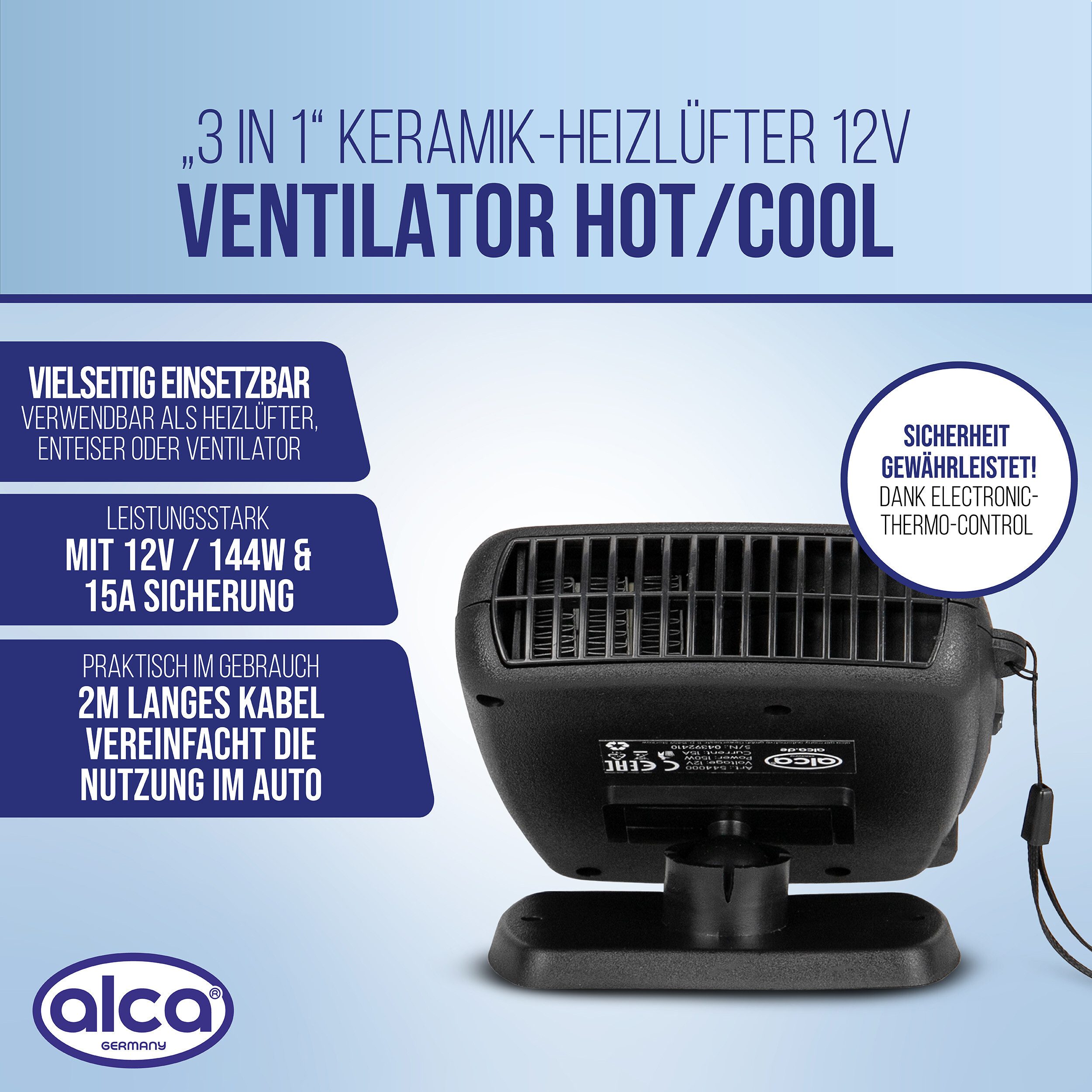 alca Heizlüfter Heizlüfter Keramik Lüfter Enteiser Ventilator Hot/Cool 12 V günstig online kaufen