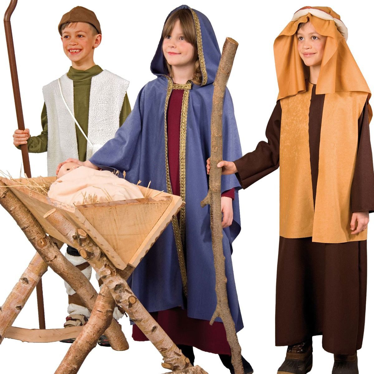 Festartikel Müller GmbH Kostüm Hirte mit Lammfelloptik Krippenspiel für Kinder