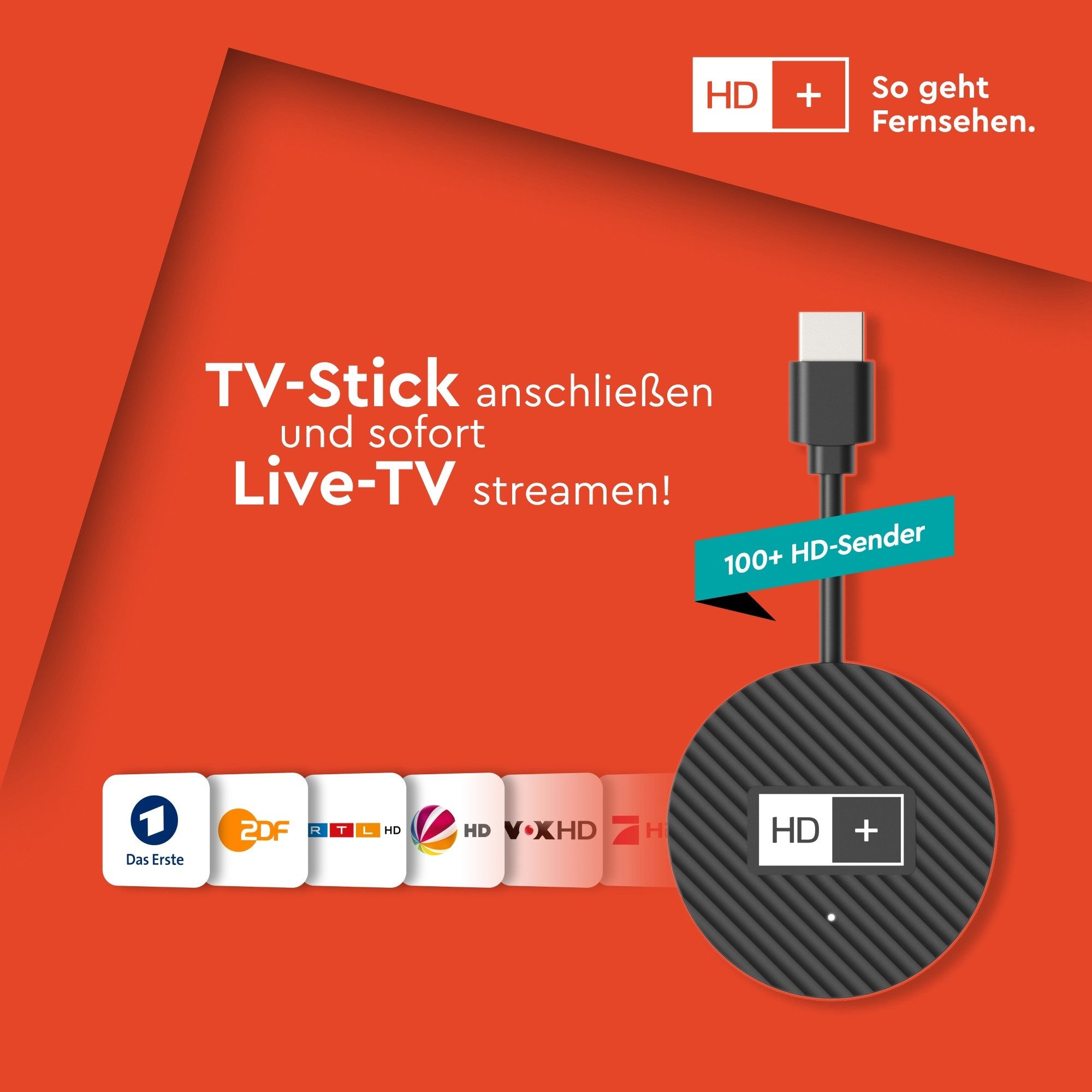 HD+ Streaming-Stick IP TV-Stick, Android TV, Inkl. 3 Monate HD+ IP, 4k UHD