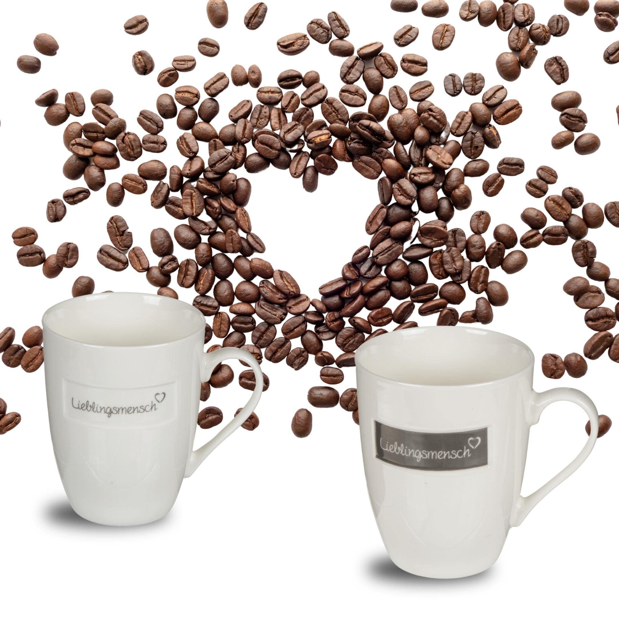 Bada Teetasse Kaffeetasse Becher Lieblingsmensch Tasse Porzellan Set Henkel, mit New Bone, 2er Tasse Bing