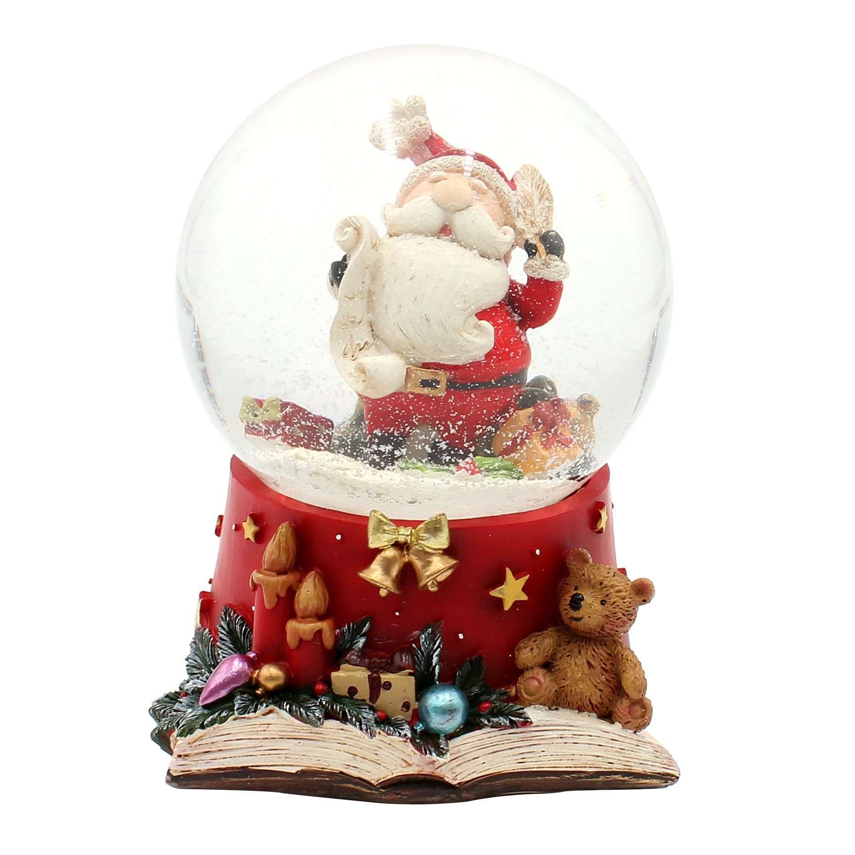 Dekohelden24 Schneekugel »Große Schneekugel, Weihnachtsmann mit Feder und«  (1 St)