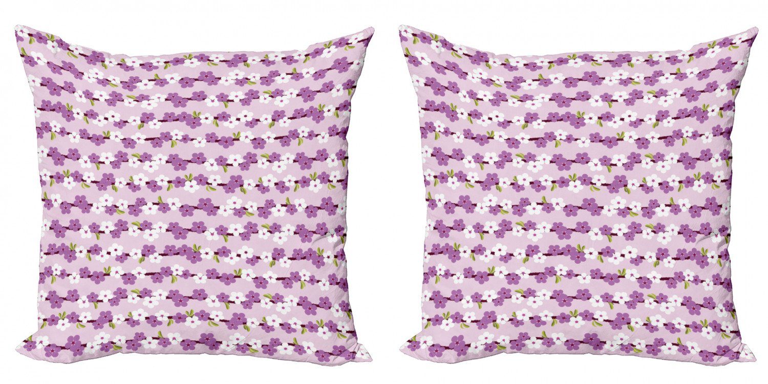 Abakuhaus Modern Doppelseitiger Kirsche (2 japanisch sich Bloom Kissenbezüge verzweigt Accent Stück), Digitaldruck,