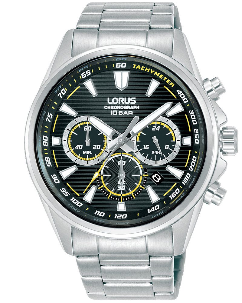 LORUS Sports Chronograph RT319LX9, Quarzuhr, Armbanduhr, Herrenuhr, Edelstahlarmband, analog, Tag
