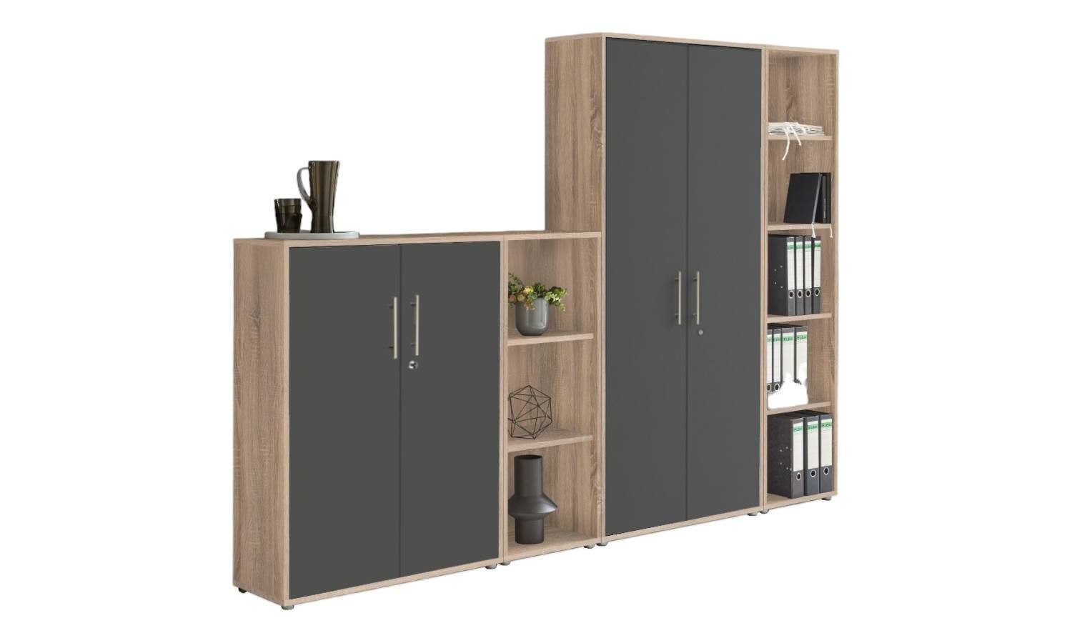 BMG Möbel Aktenschrank Office Edition 4 (Schrankwand Set, 4tlg) abschließbar, matt oder Hochglanz lackiert