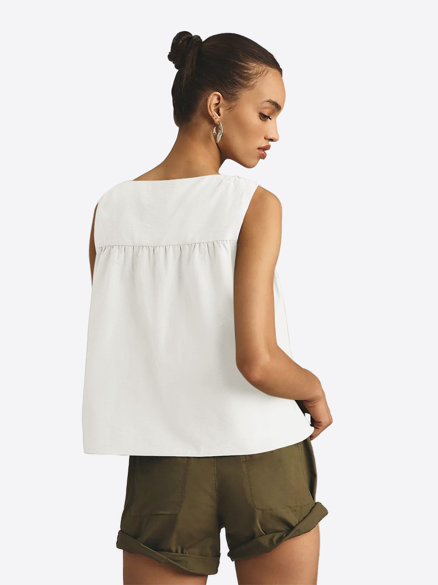 Imily Bela Tanktop Damen ärmelloses Oberteil mit Rundhals V-Form-Design Fal günstig online kaufen