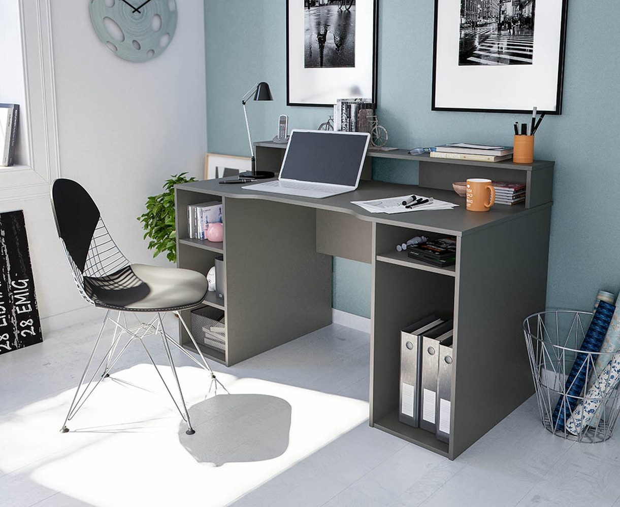 FORES HABITAT Gamingtisch in Anthrazit-Grau - 136x88x67 (BxHxT)