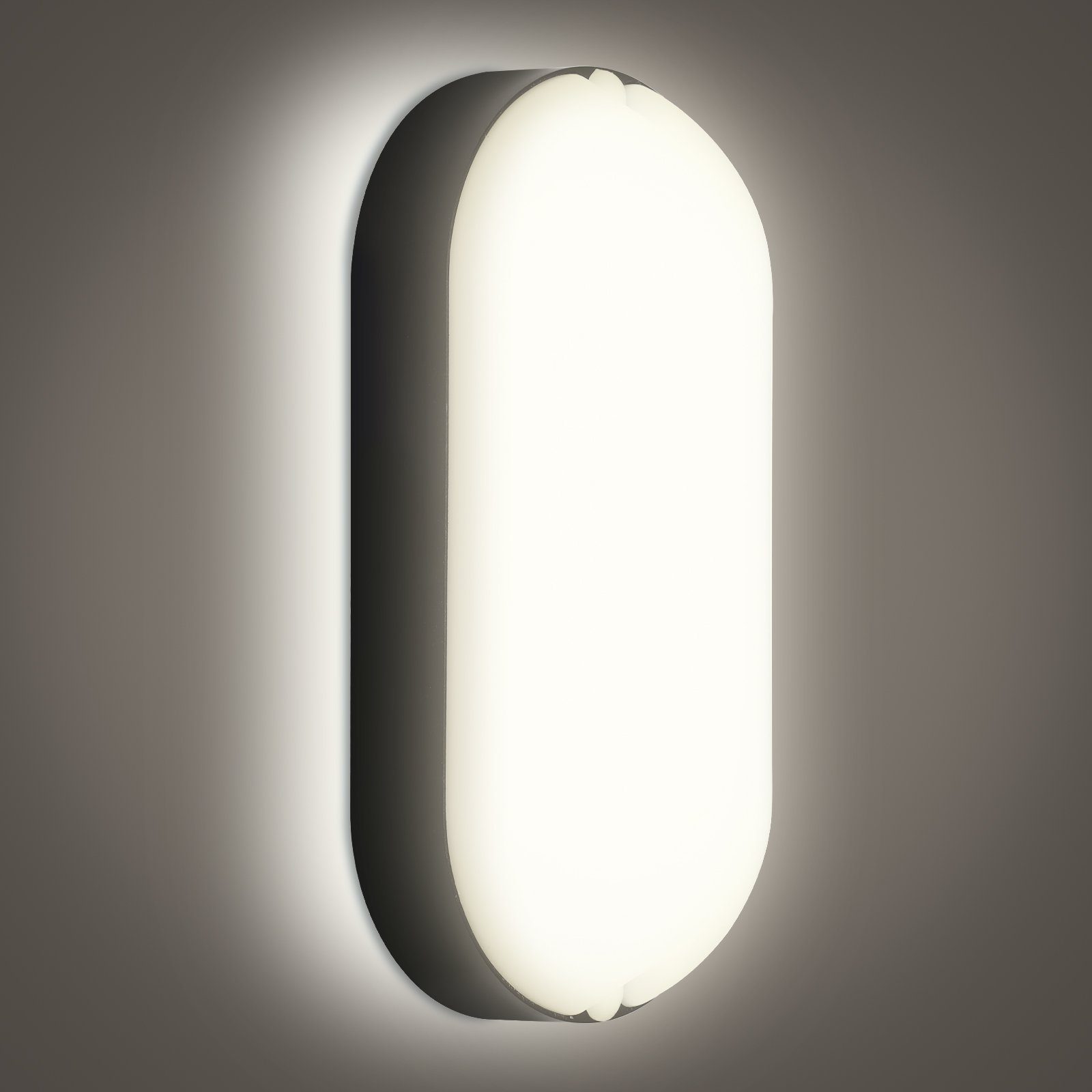 Clanmacy Deckenleuchte LED Feuchtraumleuchte IP54 Badlampe 15w Ovalleuchte Kellerleuchte 1x
