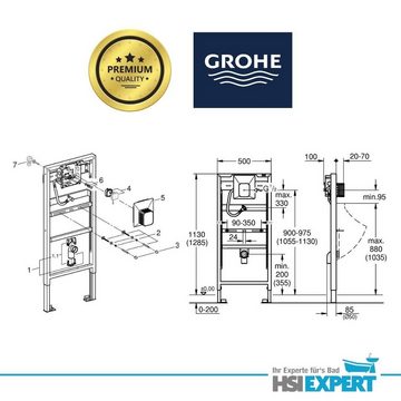 Grohe Urinal Grohe Rapid SL + Marken Urinal + Siphon Komplett-Set, Sanitärkeramik, 1-Mengen-Spülung, Abgang hinten, (Spar-Set, Komplettset)